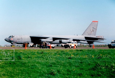 B52 bomber with security detachment at RAF Fairford